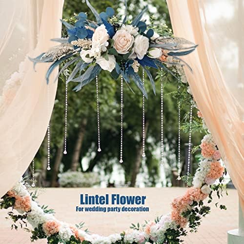 IUIBMI Spring Wreath with Malachite Blue Leaves and Silk Roses