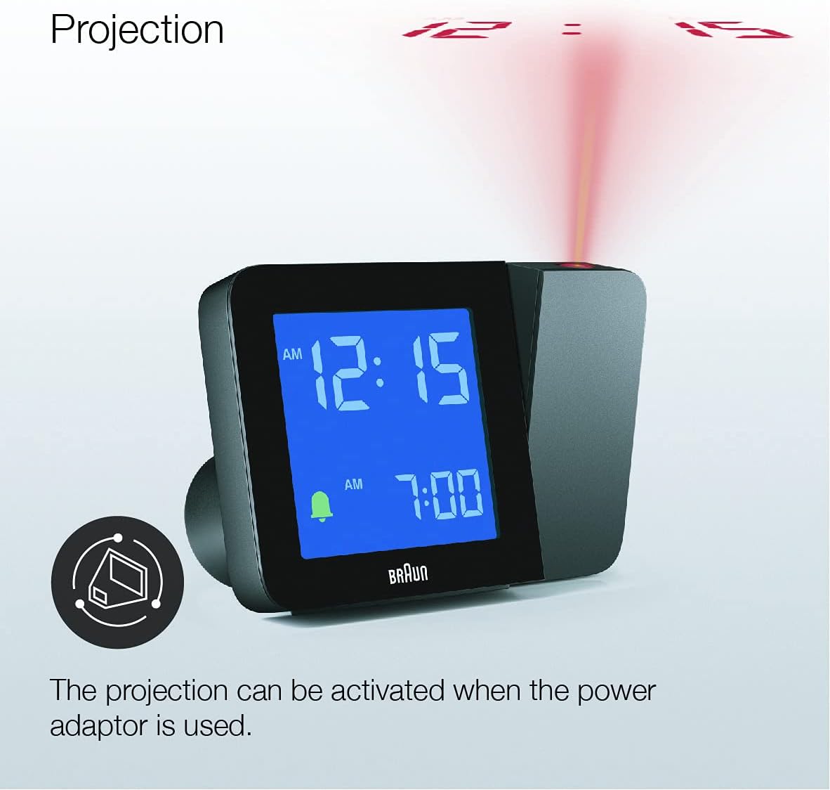 Braun Digital Projection Alarm Clock with 4 Backlight Options