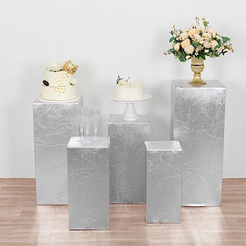 Balsa Circle 5 Silver Metallic Rectangular Display Stand Covers Set