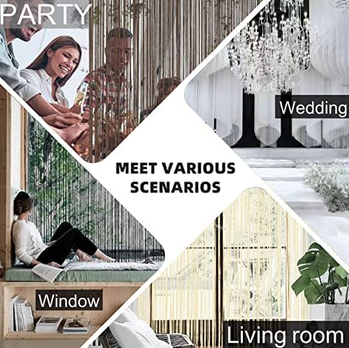 Grey Spaghetti String Curtain Panel 100x200cm