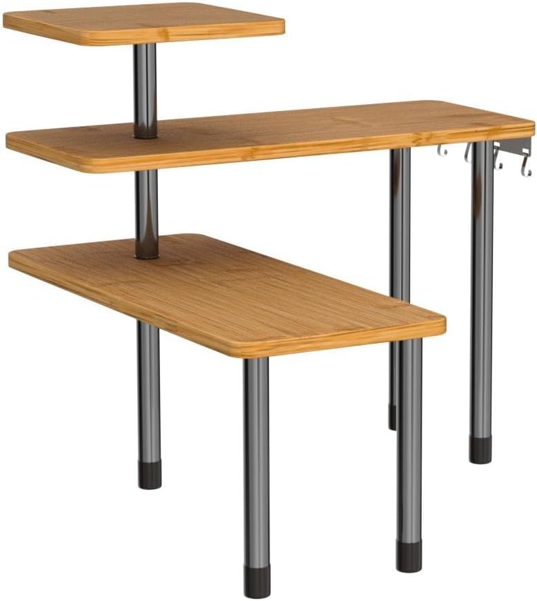 ZHWS 3-Tier Corner Shelf with 4 Hooks Organizer