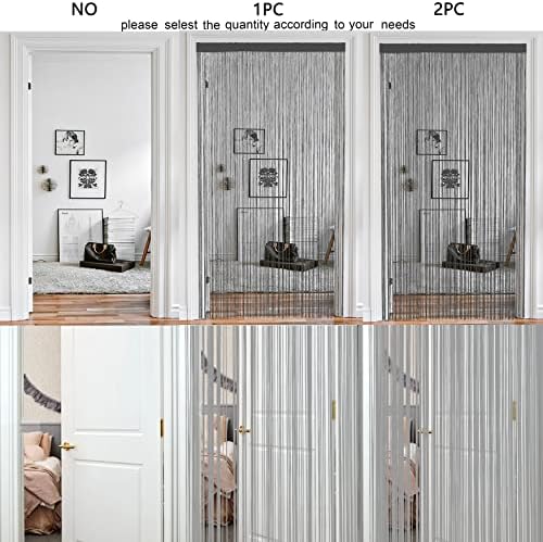 Grey Spaghetti String Curtain Panel 100x200cm