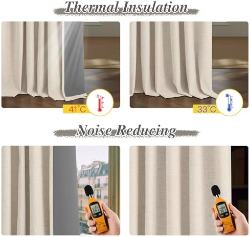 StangH Pinch Pleat Linen Curtains 84 Inches Long 2 Panels Total Room Darkening
