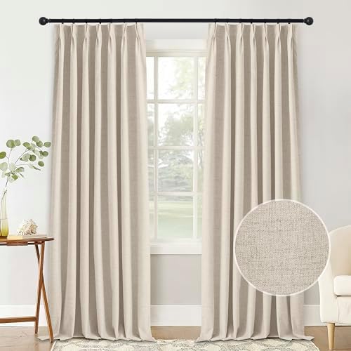 StangH Pinch Pleat Linen Curtains 84 Inches Long 2 Panels Total Room Darkening