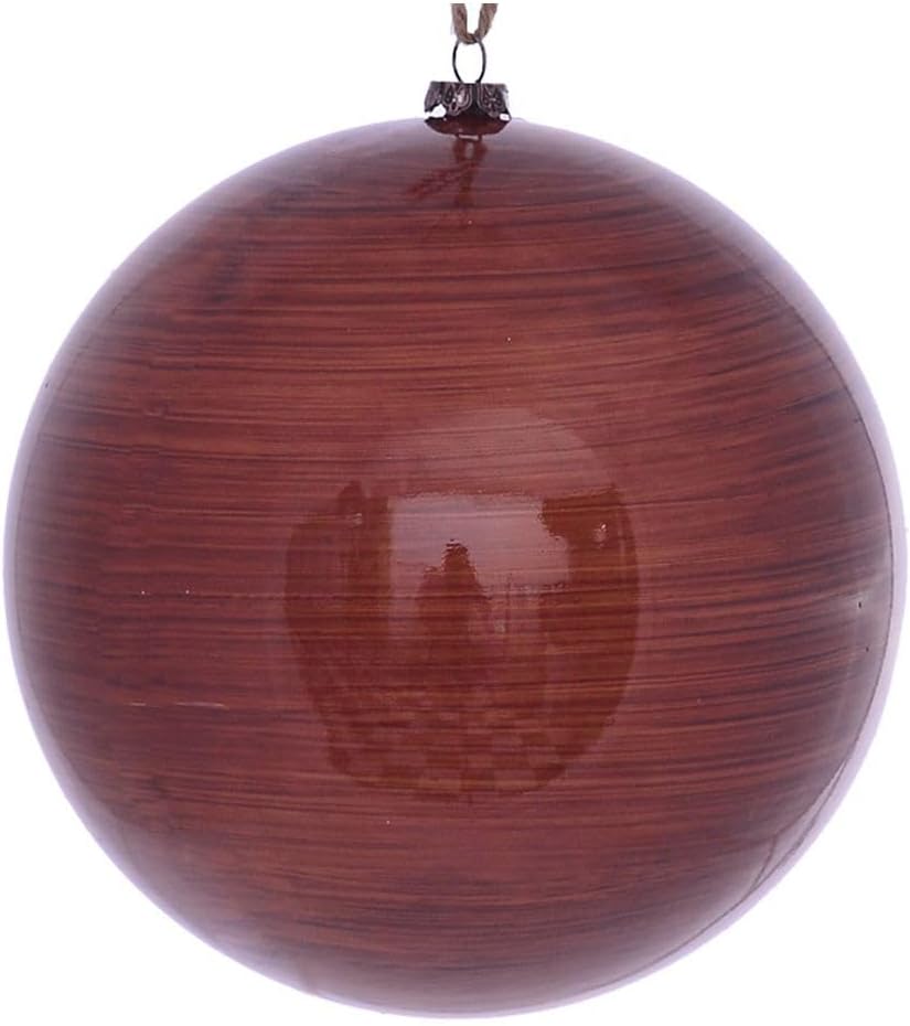 Vickerman 6 Inch Copper Wood Grain Ball Ornament 3 Pack