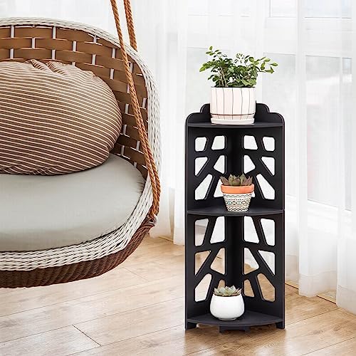 Corner Shelves Waterproof Black 3 Tier Storage Stand