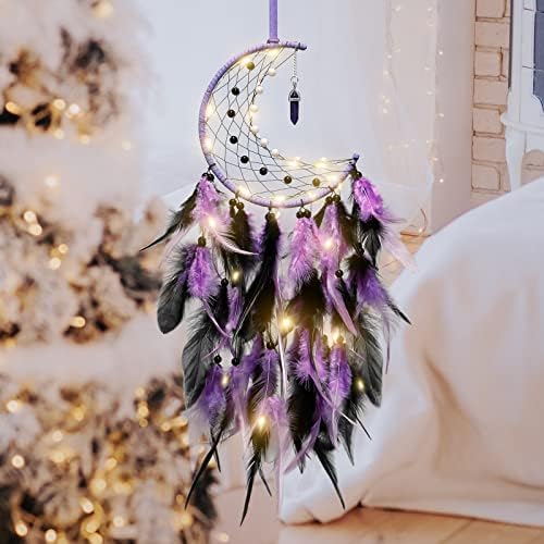 Dremisland Moon Dream Catcher with Fairy Lights