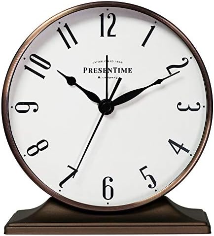 Presentime Co Lewis Mantel Alarm Clock Bronze Finish Silent No Ticking 55x5 Inch