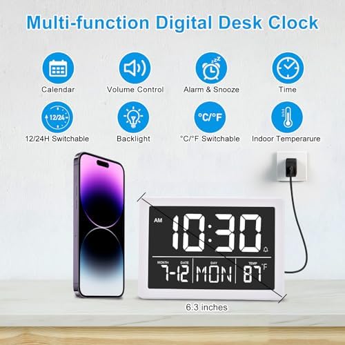 Amgico Digital Alarm Clock with Snooze - 63 Inch LED
