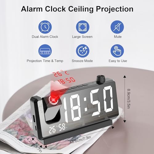 GuDoQi Projection Alarm Clock with 7 LED Display
