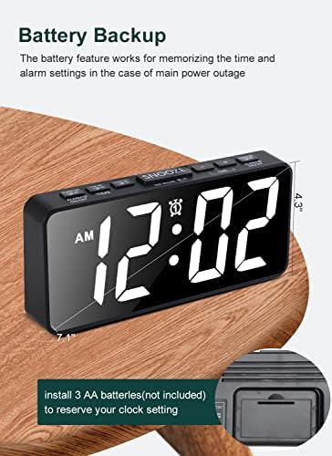 BOCTOP 75 Inch Digital Alarm Clock with Dimmer and Snooze