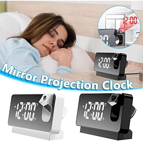 axGear Portable Projection Alarm Clock with 8 Modes - Black