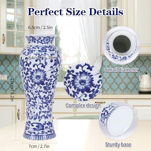 Yunjuhop Chinoiserie Blue and White Vase Decor