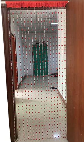 ZiDeTang Red Acrylic Beaded Heart Curtain