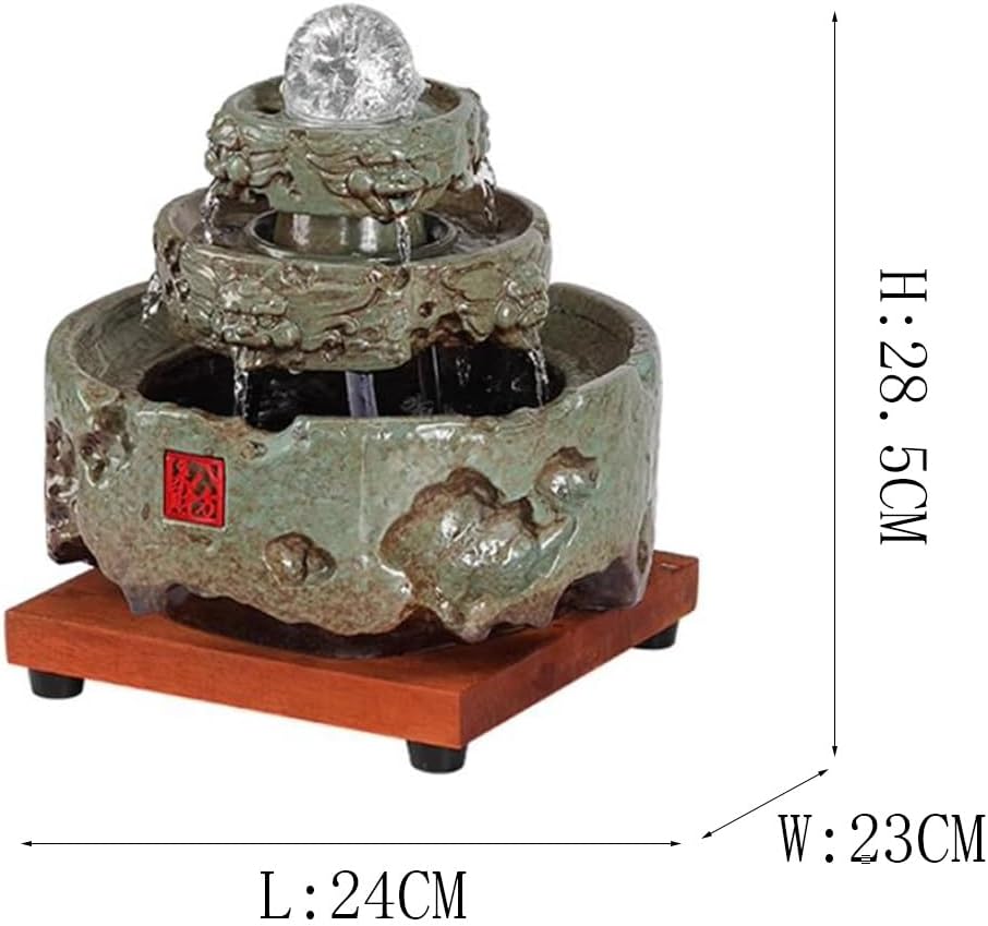 Yellow Ceramic Indoor Fountain Meditation Decor