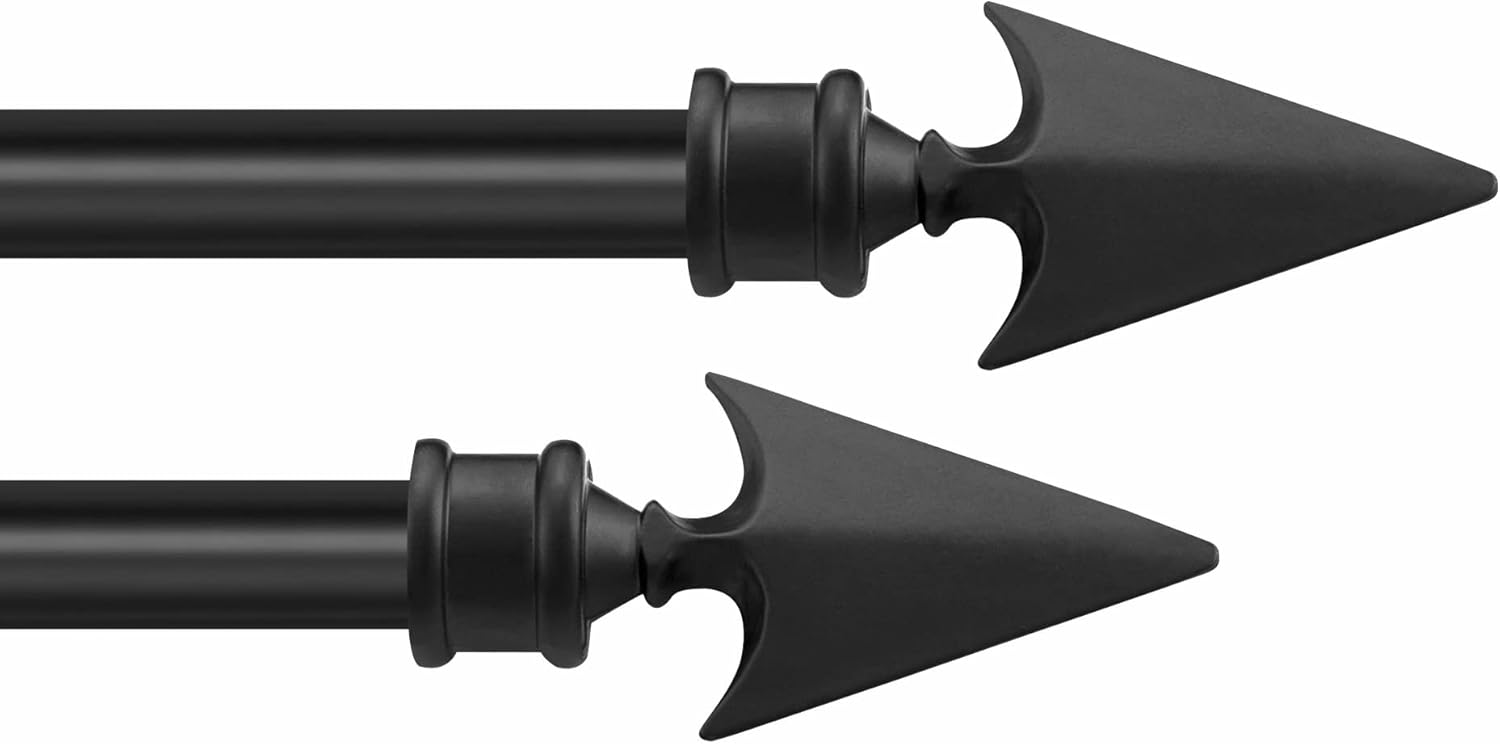 Deco Essential 2 Pack Adjustable Black Curtain Rods 66-120 Inch