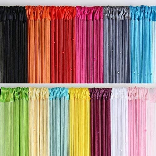 Beaded Curtain Door Divider with Telescopic Rod Yellow 100x200cm