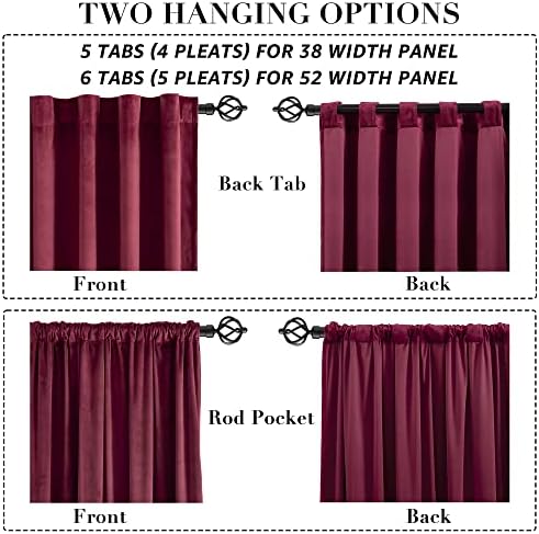 Burgundy Red Velvet Luxury Curtain Panel 80 Inches