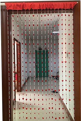 ZiDeTang Red Acrylic Beaded Heart Curtain