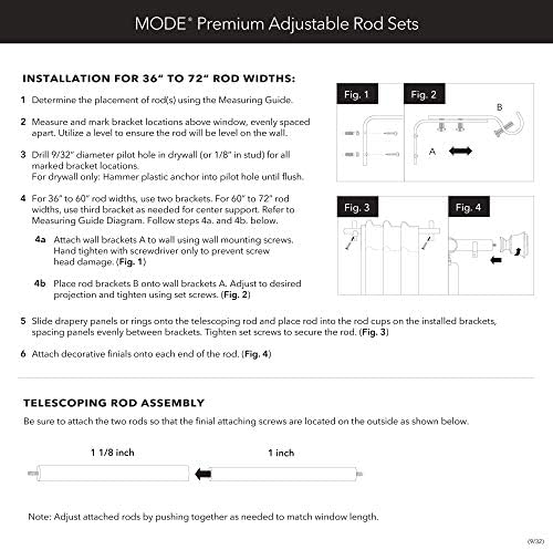 MODE Premium 1 18 Curtain Rod Set with Warm Gold Finials