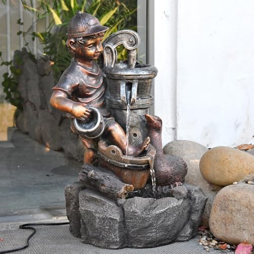 Tabletop Fountain Imitation Copper Resin Decor