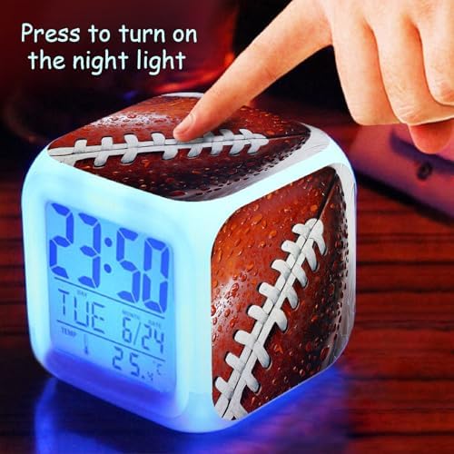 Rugby Ball Alarm Clock with LED Nightlight