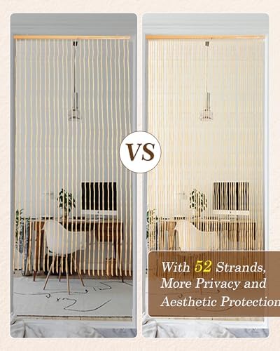 Ezcasch 52 Strands Bamboo Beaded Curtain Door Divider