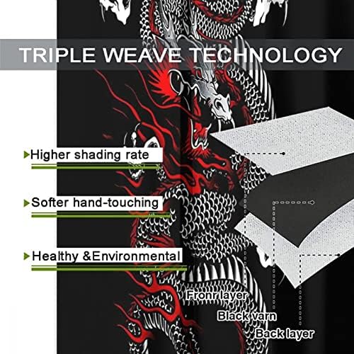 Fantasy Dragon Curtains Black Red Grommet Panels