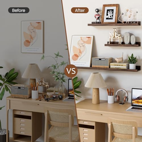 Heimlove Floating Shelves Set of 6 16 Inch Wall Mounted Picture Ledge