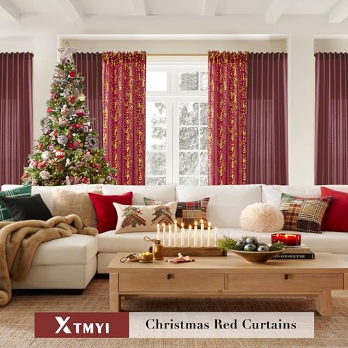 XTMYI Sparkle Christmas Curtains 84 Inch 2 Panels Set