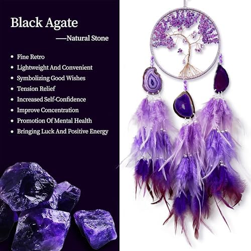 Purple Dream Catcher with Agate Stone and Chakra Gemstone