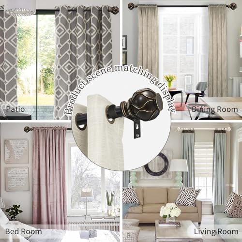 EQURROY Bronze Curtain Rod for Windows 28-48 Inches 23-4ft
