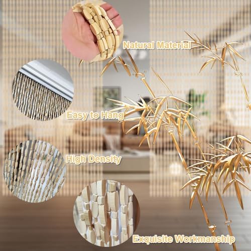 Bamboo Beaded Curtain for Doorway Divider - Brown
