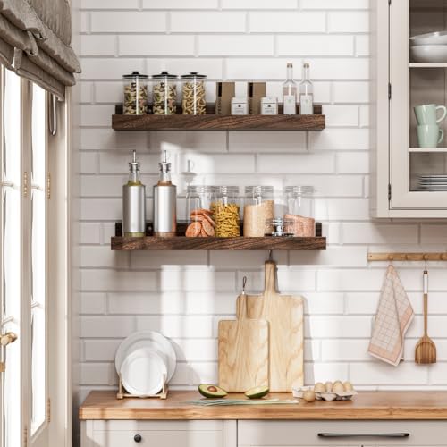 Heimlove Floating Shelves Set of 6 16 Inch Wall Mounted Picture Ledge