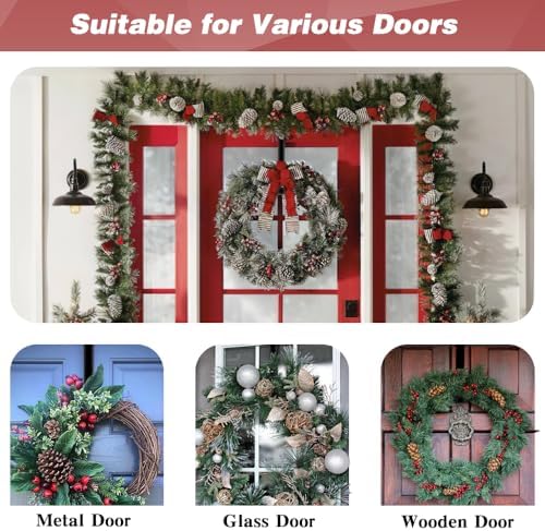 2 Pack Black 15 Inch Wreath Hanger for Front Door
