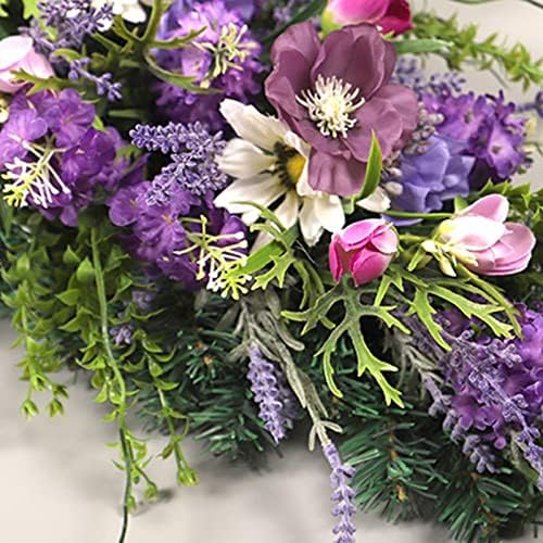 Floral Swag Decorative Teardrop Wreath Purple