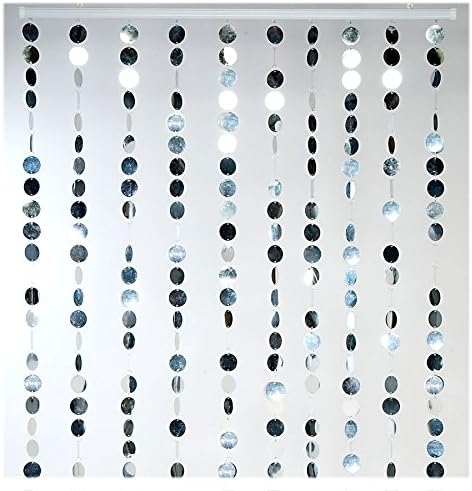Beaded Curtain 3ft Wide x 6ft Long Spangles PVC Circles Silver