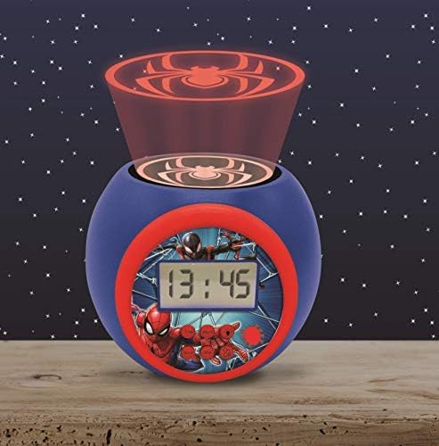 LEXiBOOK Marvel Spider-Man Projector Alarm Clock with Snooze and Night Light