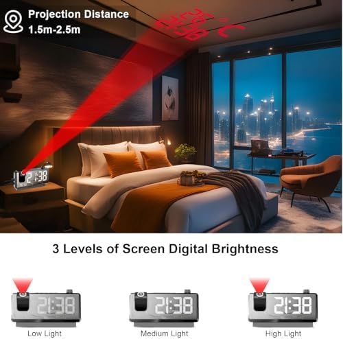 GuDoQi Projection Alarm Clock with 7 LED Display