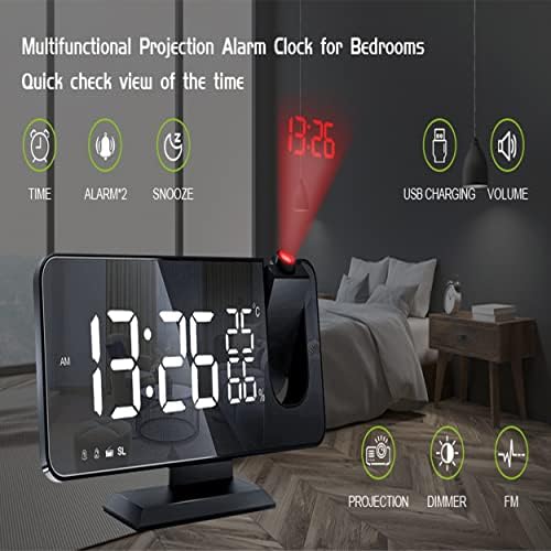 THE CEO Dual Alarm Clock with Ceiling Projection and USB Charging