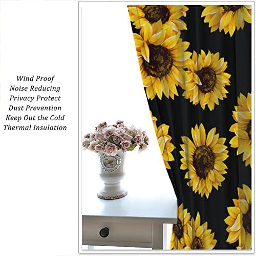Sunflowers Blackout Window Curtains Vintage Shabby Chic
