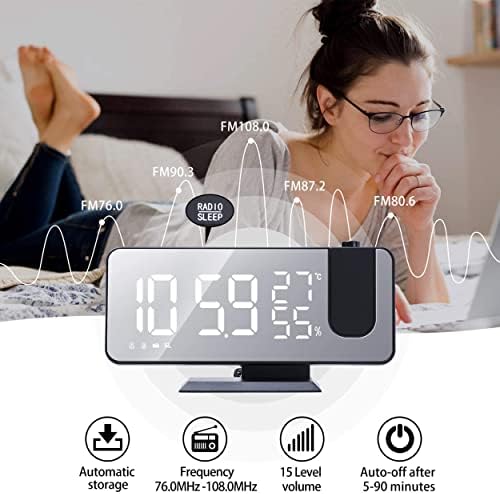 THE CEO Dual Alarm Clock with Ceiling Projection and USB Charging