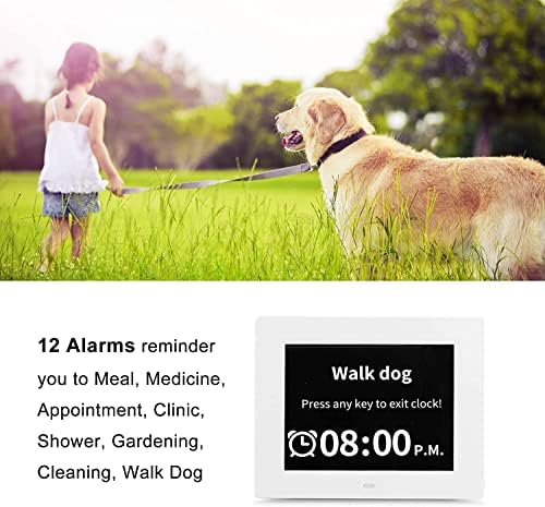 Aowasi 7 Inch Dementia Friendly Clock with 12 Alarms