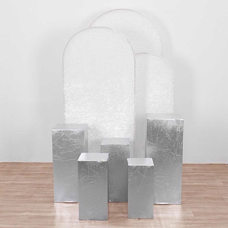 Balsa Circle 5 Silver Metallic Rectangular Display Stand Covers Set