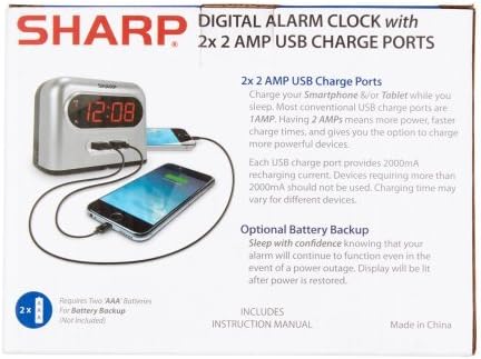 Equity 30024 09 In LED Alarm Clock with USB Charge Port
