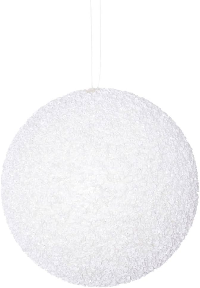 Vickerman White Beaded Ball Christmas Ornament 4 Pack
