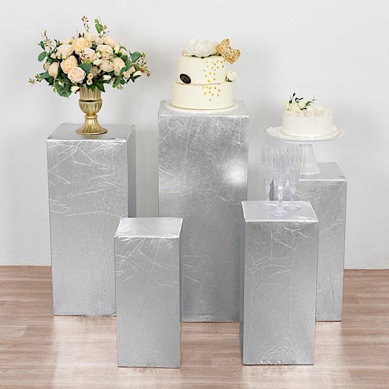Balsa Circle 5 Silver Metallic Rectangular Display Stand Covers Set