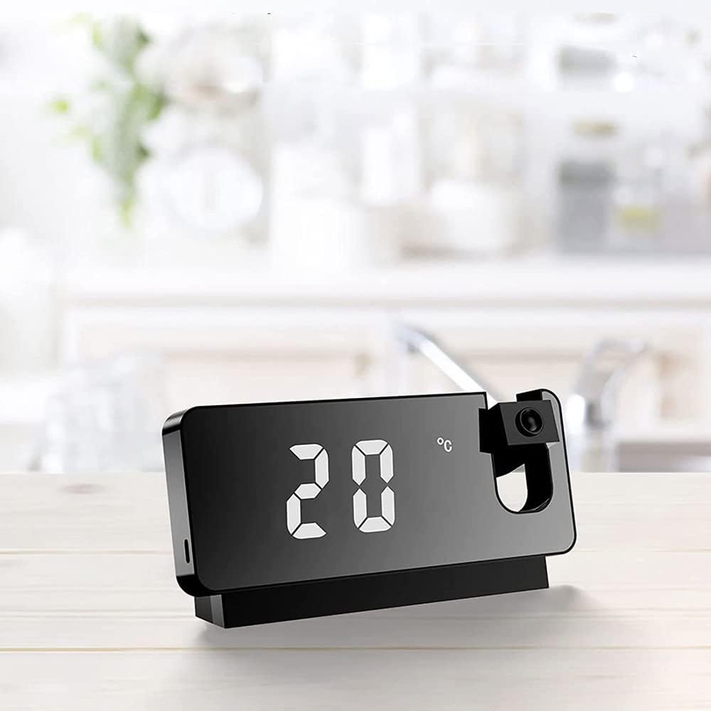 axGear Portable Projection Alarm Clock with 8 Modes - Black