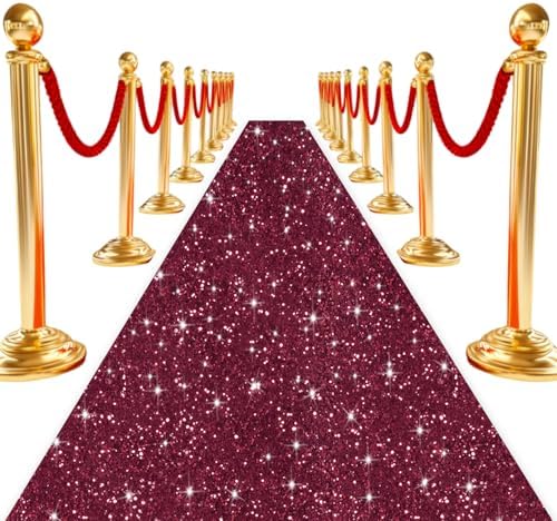 Burgundy Glitter Sequins Aisle Runner 4ft x 15ft