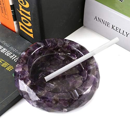 Yoption Amethyst Crystal Ashtray with Tumbled Stones